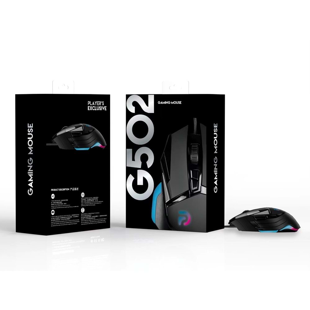 TRİO G502 Gaming Mouse – 7200 DPI, RGB Işıklı, 6 Tuşlu, Kablolu Ergonomik Oyuncu Mouse
